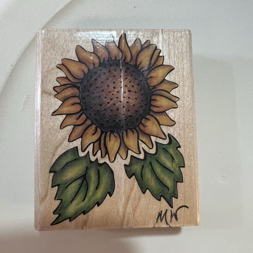 Wood Block Rubber Stamp Sunflower 770-F Rubber Stampede